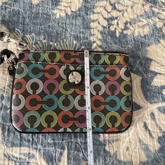 Coach small black and colorful wristlet 6” x 4” zipper.  Gently used - Picture 6 of 6